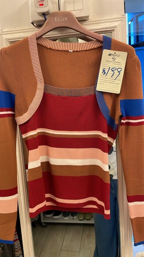 復古撞色針織衫