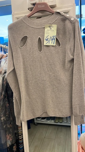 灰色鏤空針織衫